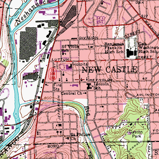 Topographic Map of Noga Ambulance Service Station 10 Headquarters, PA