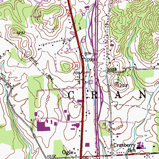 Topographic Map of Cranberry Township Emergency Medical Services, PA