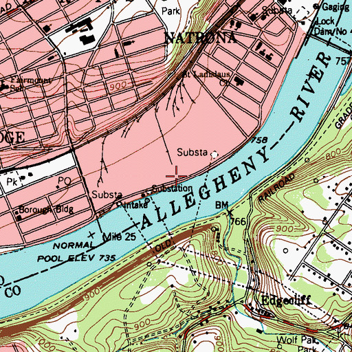 Topographic Map of Allegheny Ludlum Emergency Medical Services, PA