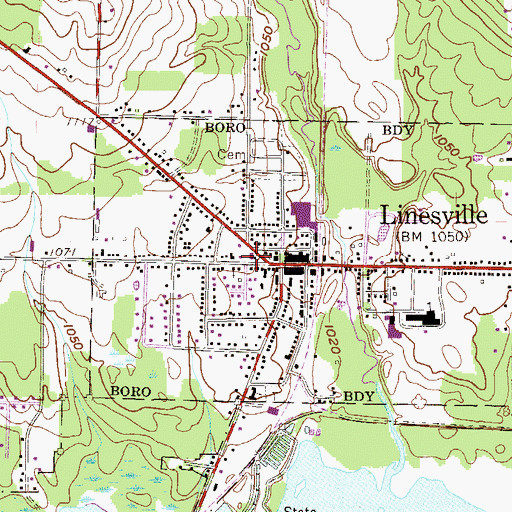 Topographic Map of Linesville Area Ambulance Service, PA