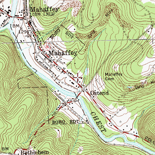 Topographic Map of Mahaffey Community Ambulance Service Station 29, PA