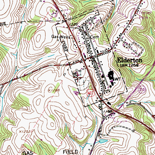 Topographic Map of Citizens Ambulance Service Elderton Station 81, PA