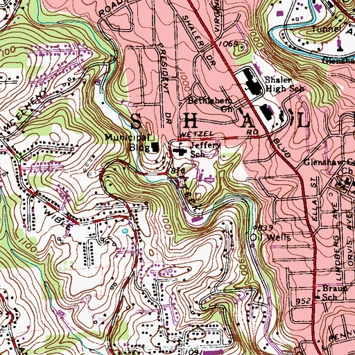 Topographic Map of Shaler Emergency Medical Services Station 170, PA