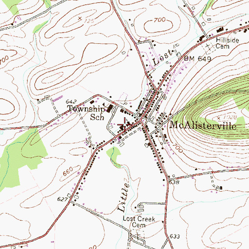 Topographic Map of Fayette Township Emergency Medical Services Station 4, PA