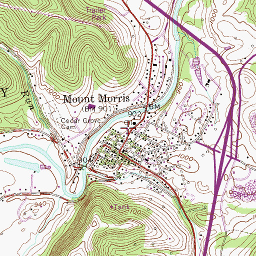 Topographic Map of Mount Morris Emergency Medical Services, PA