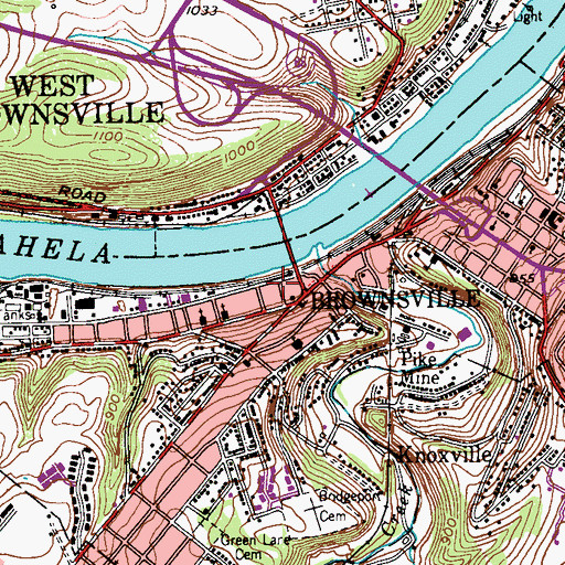 Topographic Map of Brownsville Ambulance Service, PA