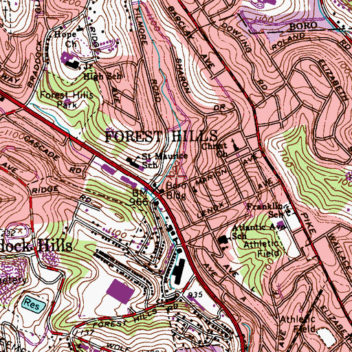 Topographic Map of Woodland Hills Emergency Medical Services Station 340, PA