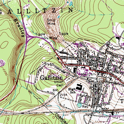 Topographic Map of Gallitzin Area Ambulance Service, PA