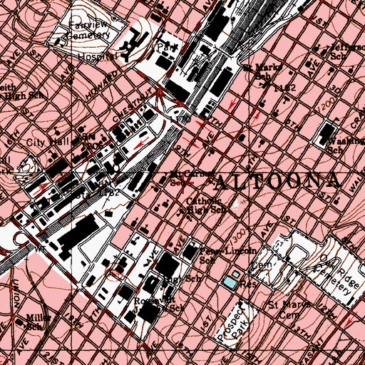 Topographic Map of Altoona Mobile Emergency Department Authority Headquarters, PA