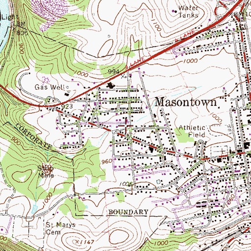 Topographic Map of Fayette Emergency Medical Services German, PA