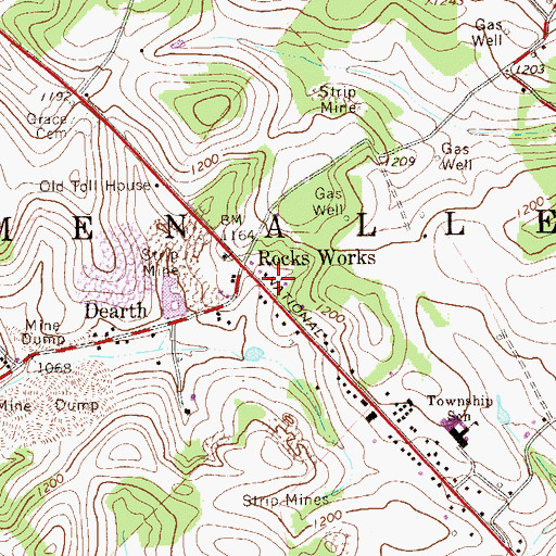 Topographic Map of Fayette Emergency Medical Services Menallen, PA