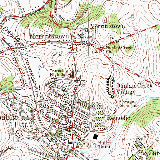 Topographic Map of Fayette Emergency Medical Services Redstone Station, PA