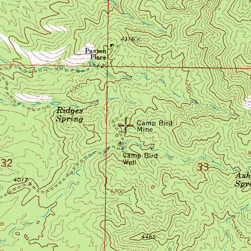 Topographic Map of Camp Bird Mine, AZ
