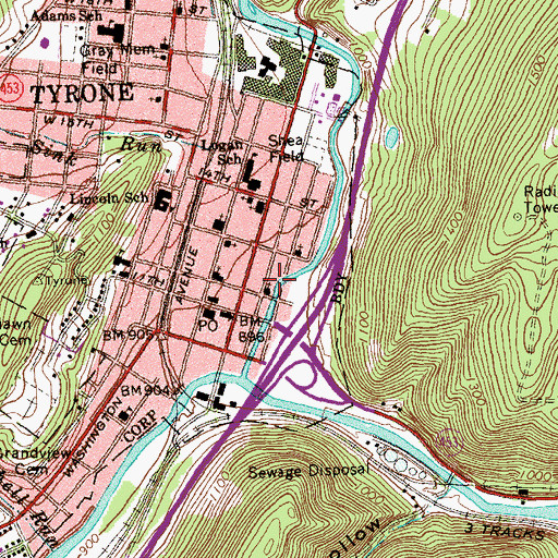 Topographic Map of Altoona Mobile Emergency Department Authority Station 400 Tyrone Substation, PA
