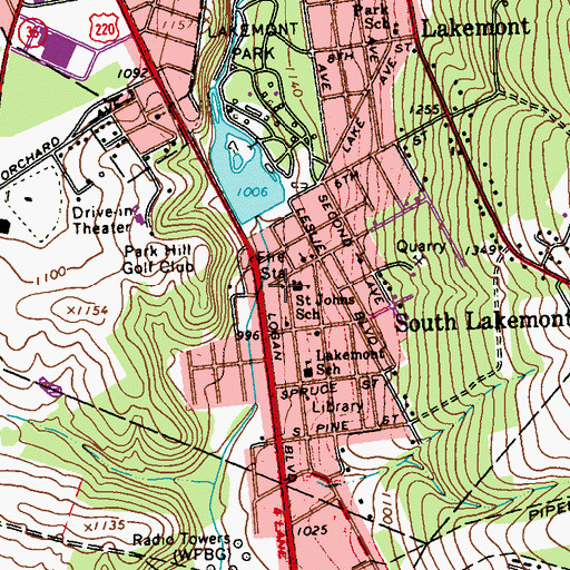 Topographic Map of Altoona Mobile Emergency Department Authority Station 480 Lakemont Substation, PA