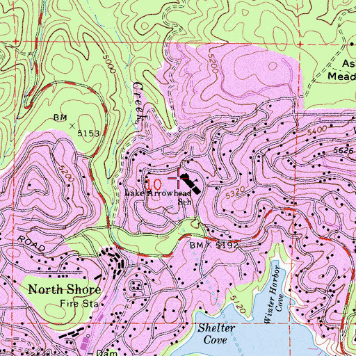Topographic Map of Lake Arrowhead Elementary School, CA