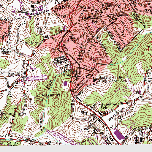 Topographic Map of Ross West View Emergency Medical Services Station 210, PA