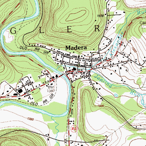 Topographic Map of Madera Volunteer Ambulance Service Station 25, PA