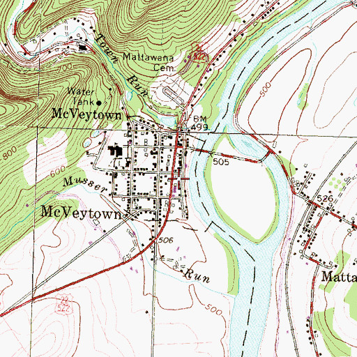 Topographic Map of McVeytown Ambulance, PA