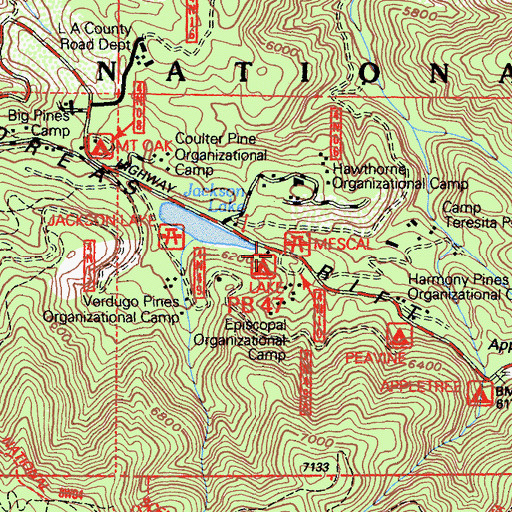 Topographic Map of Lake Campground, CA