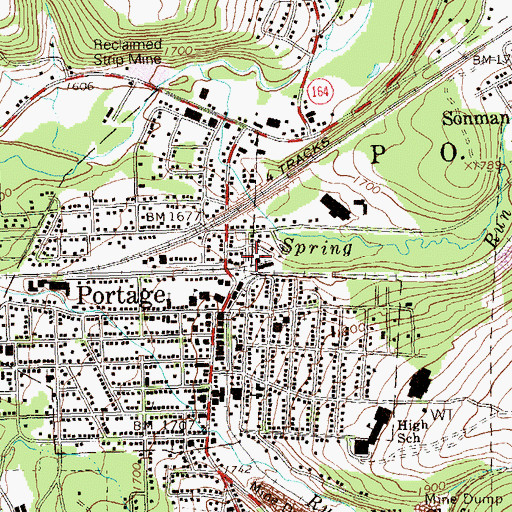 Topographic Map of Portage Area Ambulance Association Station 89, PA