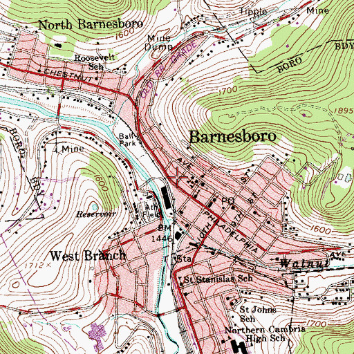 Topographic Map of Med - Van Transport Ambulance, PA