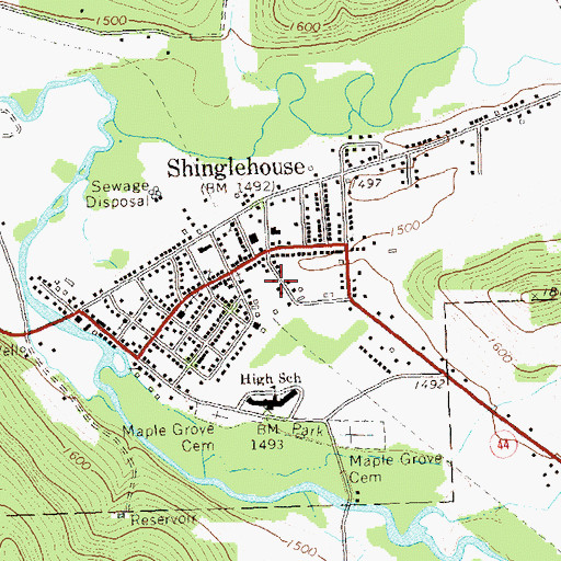 Topographic Map of Shinglehouse Volunteer Ambulance Association, PA