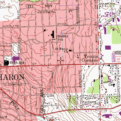 Topographic Map of McGonigle Ambulance Service, PA