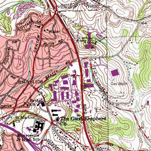 Topographic Map of Transcare Pennsylvania Station 940, PA