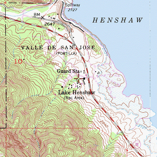 Topographic Map of Lake Henshaw, CA