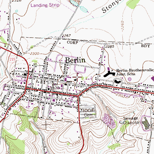 Topographic Map of Berlin Area Ambulance Association, PA