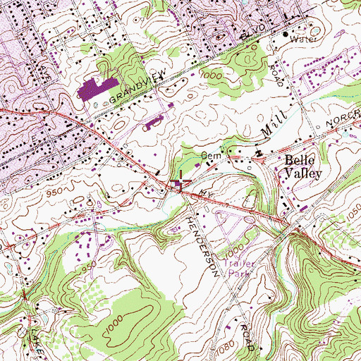Topographic Map of Millcreek Paramedic Service Belle Valley, PA