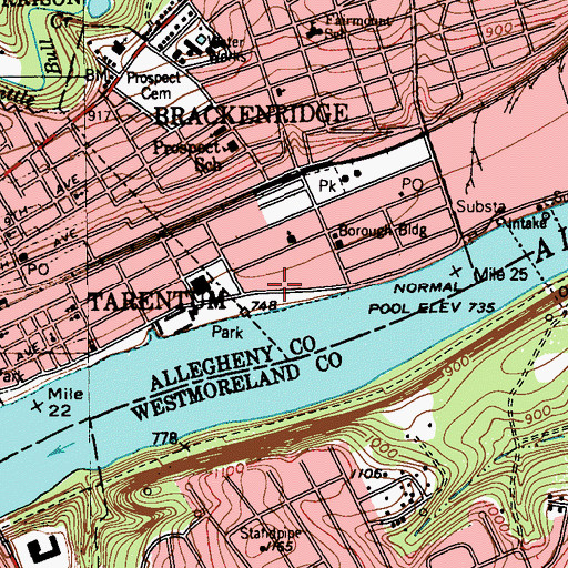 Topographic Map of Parkway Ambulance Service, PA