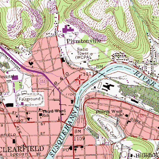 Topographic Map of Clearfield Emergency Medical Services - Station 1, PA