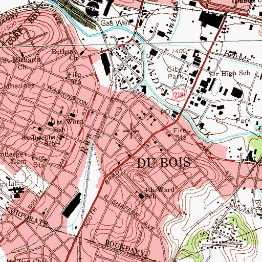 Topographic Map of DuBois Emergency Medical Service Ambulance Service Station 42 - 1, PA