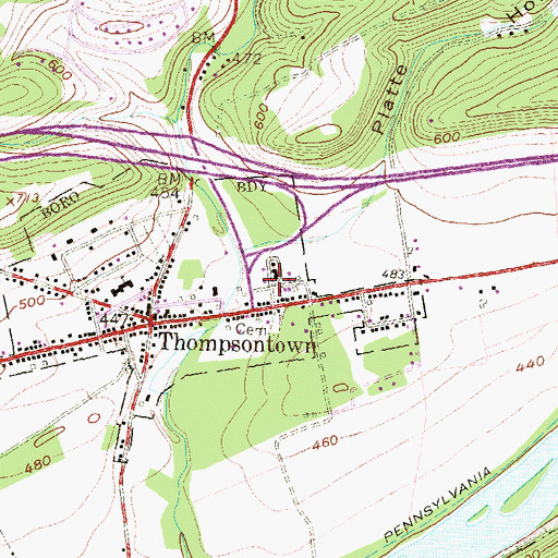Topographic Map of Thompsontown Ambulance League, PA