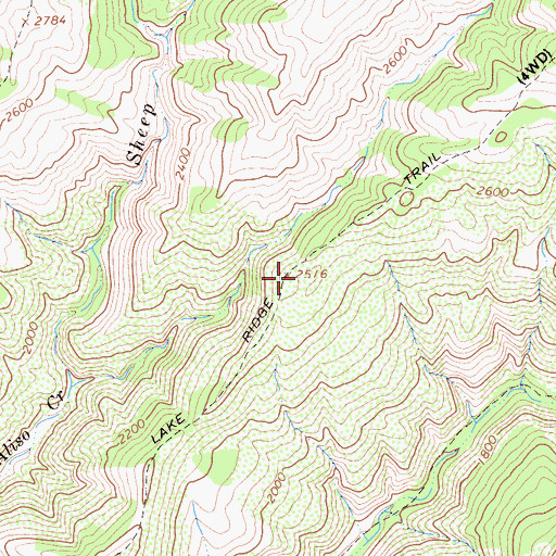 Topographic Map of Lake Ridge Trail, CA