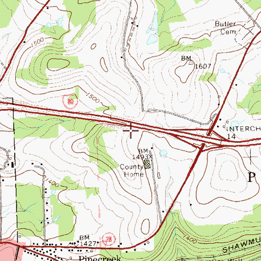 Topographic Map of Jefferson County Emergency Medical Services Brookville, PA