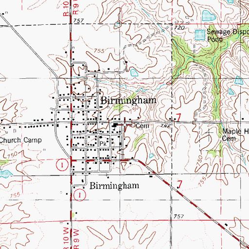 Topographic Map of Birmingham Early Childhood Center, IA