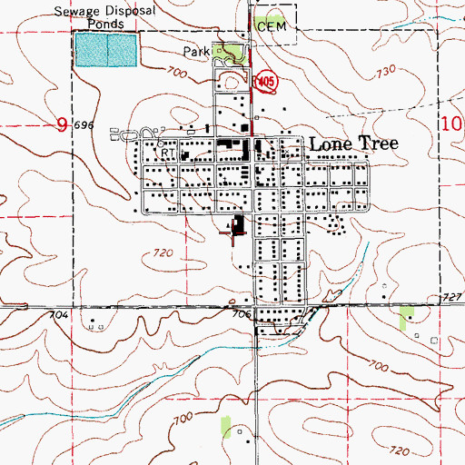 Topographic Map of Lone Tree Junior - Senior High School, IA