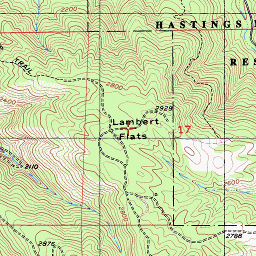 Topographic Map of Lambert Flats, CA