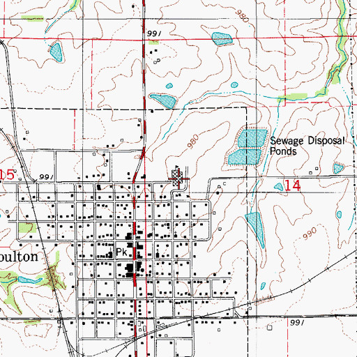 Topographic Map of Moulton - Udell Junior / Senior High School, IA