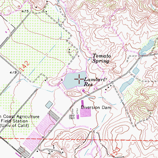Topographic Map of Lambert Reservoir, CA