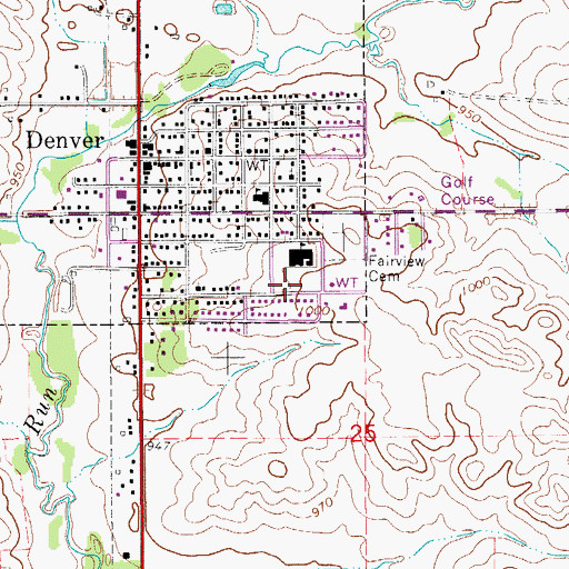 Topographic Map of Denver Elementary School, IA