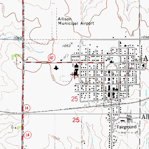 Topographic Map of North Butler Middle School, IA