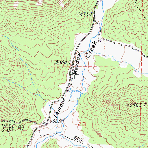 Topographic Map of Lamont Meadow, CA