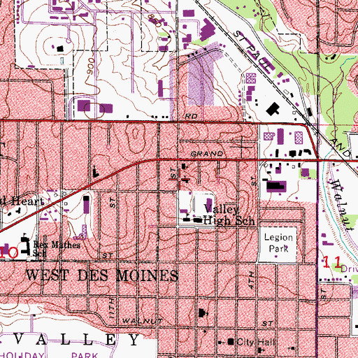 Topographic Map of Walnut Creek Campus School, IA