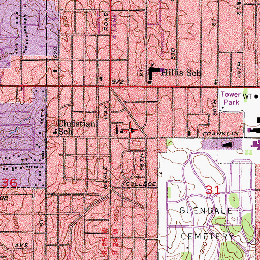 Topographic Map of Mount Olive Lutheran School, IA