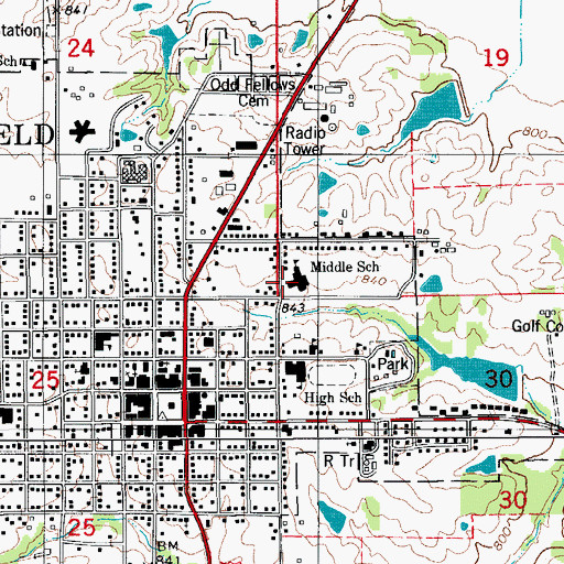 Topographic Map of Davis County Middle School, IA