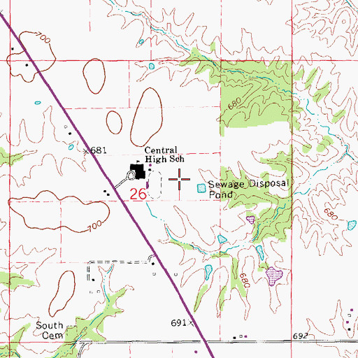 Topographic Map of Central Lee Elementary School, IA
